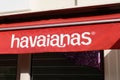 Havaianas logo sign store of Brazilian text brand of flip-flop sandals shop