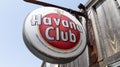 Havana Club logo text and sign beverage of white rum brand on wall facade restaurant