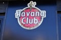 Havana Club logo text and sign brand beverage of white rum on entrance restaurant pub