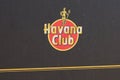 Havana Club logo text and sign of white rum brand on wall entrance restaurant pub bar