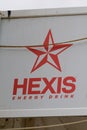 Hexis energy drink text sign and logo brand taurine caffeine and vitamins