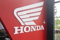 honda motorcycle sign brand dealership store motorbike company name with text logo Royalty Free Stock Photo