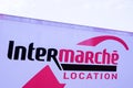 intermarche location logo sign on detail rent van supermarket car rental company