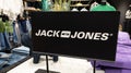 Jack & jones text logo and sign interior panel shop brand in fashion clothes store