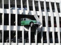 Bordeaux , Aquitaine / France - 10 02 2019 : Jaguar automobile vintage crosses the wall of the car park in Bordeaux city