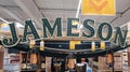 jameson irish whiskey logo sign and brand text on advertising in supermarket