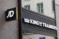 jd king of trainers brand logo and text sign shop facade chain JDSports store signage