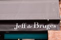 Jeff de bruges logo brand and text sign front of shop chocolaterie french Belgium Royalty Free Stock Photo