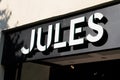 Jules logo brand and text sign front facade wall boutique fashion retailer men boys Royalty Free Stock Photo