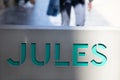 Jules logo brand and text sign store display street of shop fashion retailer men