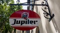 Jupiler logo brand and text sign of belgium beer front wall facade pub local bar