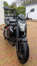 Kawasaki er6n motorcycle roadster bike black motorbike Royalty Free Stock Photo
