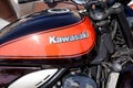 Kawasaki text brand of motorcycle Z900RS 50th Anniversary Classic sign logo on japan Royalty Free Stock Photo