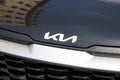 kia logo brand and text sign front of korean car modern new asian vehicle manufactured Royalty Free Stock Photo