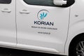 Korian sign text and brand logo on door car French company specialized in Nursing home Royalty Free Stock Photo