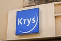 Krys sign brand and text logo front of optical center store to sale medical eye wear