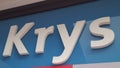 Krys sign and text logo front of optical center store to sale eye wear