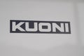 Kuoni logo brand and text sign on facade Travel tourism company founded in Zurich