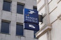 La Banque Postale sign and text logo front of building post office French bank agency