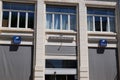 La poste and la Banque Postale logo brand and text sign entrance facade of office