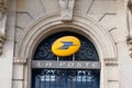 La poste entrance office agency french post logo and text sign on building facade