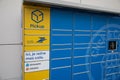 la poste pickup chronopost colissimo logo brand and text sign on yellow blue Locker