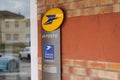 la poste sign and Banque postale text brand and logo of store french post agency bank