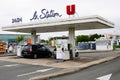 Bordeaux , Aquitaine / France - 06 20 2020 : La station U logo sign of super u supermarket brand company for gas service shop