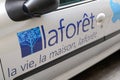 Laforet sign logo and text on advertising car of real estate broker