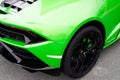 Bordeaux , Aquitaine / France - 11 18 2019 : Lamborghini Huracan evo car Performante wheel black green supercar