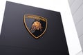 Bordeaux , Aquitaine / France - 11 18 2019 : Lamborghini store logo bull Taurus sign car dealership official shop