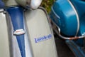 Lambretta special text sign and logo brand scooter detail of neo retro vintage