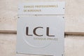 Lcl logo brand and text sign le credit Lyonnais french private bank signage store