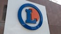 Leclerc logo text round of hypermarket chains foodstuffs e.leclerc sign brand shop of