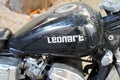 Leonart Motors classic motorbike vintage motorcycle brand text and sign logo close up Royalty Free Stock Photo