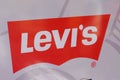Levi`s logo red and text sign of Jeans levis store of clothing fashion levi strauss Royalty Free Stock Photo
