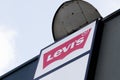 Levi`s text sign and Logo front of Jeans shop fashion boutique of brand levis store Royalty Free Stock Photo