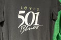 Levis 501 blues logo brand text shirt in shirt fashion clothing store sign Levi`s sho