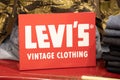 Levis vintage clothing store brand text and shop logo sign chain Levi\'s Royalty Free Stock Photo