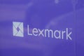 Lexmark logo text and sign of brand solutions and technologies world printer