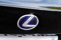 Bordeaux , Aquitaine / France - 09 23 2019 : Lexus metal chrome blue logo sign closeup on hybrid car Royalty Free Stock Photo