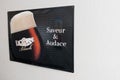 Licorne Black dark lager beer text brand and logo sign on entrance bar beers wall pub