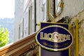 Licorne unicorn beer text brand and logo sign on bar beers facade entrance wall pub