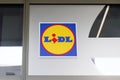 Lidl sign brand and text logo store front hard discount supermarket chain shop