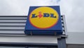 Lidl sign text and brand logo store front hard discount supermarket brand chain shop