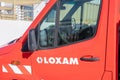 Loxam rent company text sign and logo on door truck van industry rental lifting