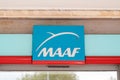 MAAF logo boutique sign text on office insurances agency wall