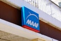 MAAF logo brand and sign text on entrance office insurances agency wall