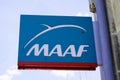 MAAF sign brand office store assurances bank logo text on street agency wall