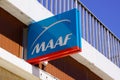 MAAF sign brand and text logo wall facade of agency insurance office entrance